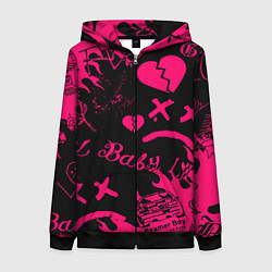 Толстовка на молнии женская Lil peep pink steel rap, цвет: 3D-черный