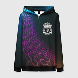 Толстовка на молнии женская Liverpool футбольная сетка, цвет: 3D-черный