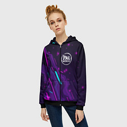 Толстовка на молнии женская Palworld neon gaming, цвет: 3D-черный — фото 2