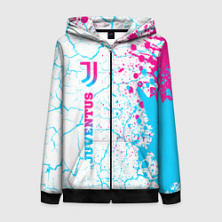 Женская толстовка на молнии Juventus neon gradient style по-вертикали