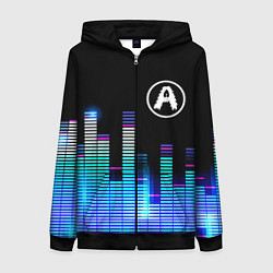 Толстовка на молнии женская Aerosmith эквалайзер, цвет: 3D-черный