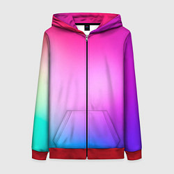 Толстовка на молнии женская Colorful gradient, цвет: 3D-красный