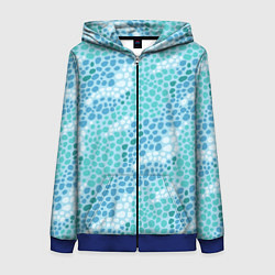 Толстовка на молнии женская Океанские волны из синих и бирюзовых камней, цвет: 3D-синий