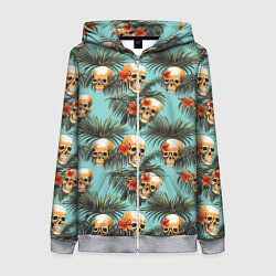 Толстовка на молнии женская Черепа и море, цвет: 3D-меланж