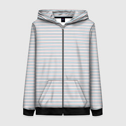 Женская толстовка на молнии Белый в серо-голубую полоску