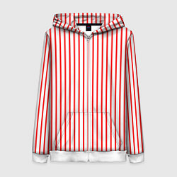 Женская толстовка на молнии Белый в красную полоску