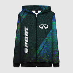 Толстовка на молнии женская Infiniti sport glitch blue, цвет: 3D-черный