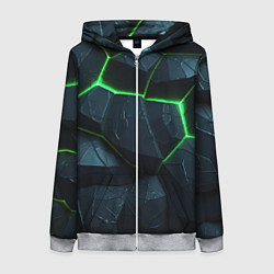 Женская толстовка на молнии Abstract dark green geometry style