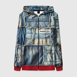 Женская толстовка на молнии Patchwork denim - vogue