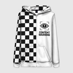 Женская толстовка на молнии Content Warning шашечки