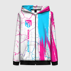 Женская толстовка на молнии Atletico Madrid neon gradient style по-вертикали