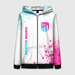 Женская толстовка на молнии Atletico Madrid neon gradient style вертикально