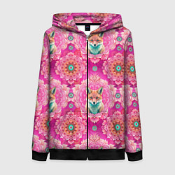 Женская толстовка на молнии Лисица и паттерн