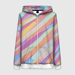Толстовка на молнии женская Пастельная диагональ аниме, цвет: 3D-белый
