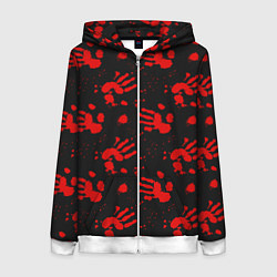 Женская толстовка на молнии Blood hands паттерн