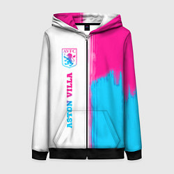 Толстовка на молнии женская Aston Villa neon gradient style по-вертикали, цвет: 3D-черный