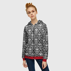 Толстовка на молнии женская Skull patterns, цвет: 3D-красный — фото 2