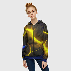 Толстовка на молнии женская Желтое неоновое свечение, цвет: 3D-синий — фото 2