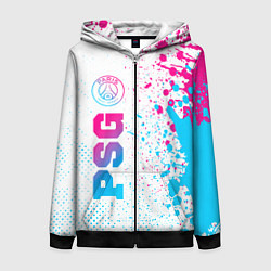 Толстовка на молнии женская PSG neon gradient style по-вертикали, цвет: 3D-черный