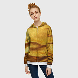 Толстовка на молнии женская Золотая поверхность с волнами и рябью, цвет: 3D-белый — фото 2