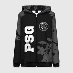 Толстовка на молнии женская PSG sport на темном фоне вертикально, цвет: 3D-черный