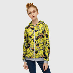 Толстовка на молнии женская Уточки в очках, цвет: 3D-меланж — фото 2