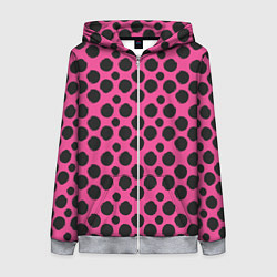 Толстовка на молнии женская Гороховый тренд черный на розовом фоне, цвет: 3D-меланж