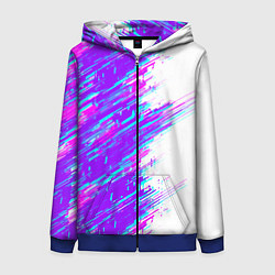 Толстовка на молнии женская Neon glitch, цвет: 3D-синий