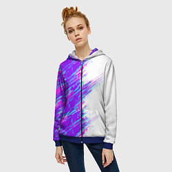 Толстовка на молнии женская Neon glitch, цвет: 3D-синий — фото 2