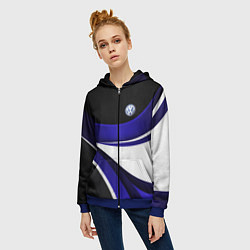 Толстовка на молнии женская Фольцваген - синяя волна, цвет: 3D-синий — фото 2