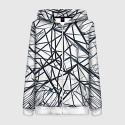 Женская толстовка на молнии Чёрные хаотичные линии на белом фоне