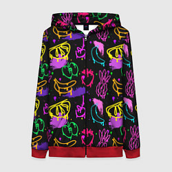 Толстовка на молнии женская Фруктовое граффити паттерн, цвет: 3D-красный