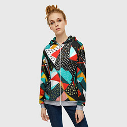 Толстовка на молнии женская Abstract patchwork - ai art, цвет: 3D-меланж — фото 2