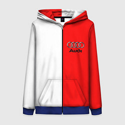Толстовка на молнии женская AUDI logo полосы, цвет: 3D-синий