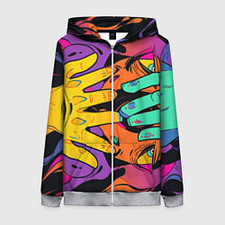 Женская толстовка на молнии Психоделические руки