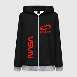 Женская толстовка на молнии Nasa space red logo