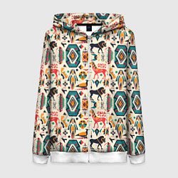 Женская толстовка на молнии Африканские узор лев и жираф