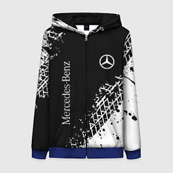 Толстовка на молнии женская Мерседес: следы от шин, цвет: 3D-синий