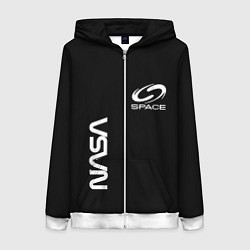 Женская толстовка на молнии Nasa space logo white