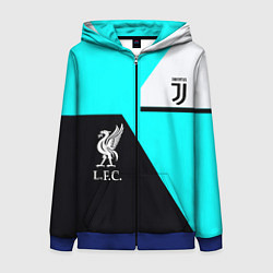 Толстовка на молнии женская Juventus x Liverpool geometry, цвет: 3D-синий