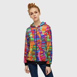 Толстовка на молнии женская Абстрактная полноцветная живопись, цвет: 3D-черный — фото 2