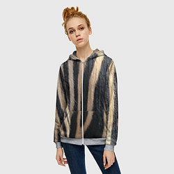 Толстовка на молнии женская Мех зебры, цвет: 3D-меланж — фото 2