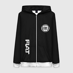 Толстовка на молнии женская FIAT logo white auto, цвет: 3D-белый