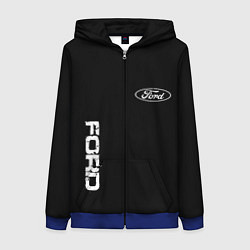 Женская толстовка на молнии Ford logo white steel