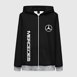 Толстовка на молнии женская Mercedes benz logo white auto, цвет: 3D-меланж