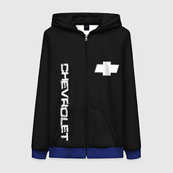 Толстовка на молнии женская Chevrolet white logo auto, цвет: 3D-синий