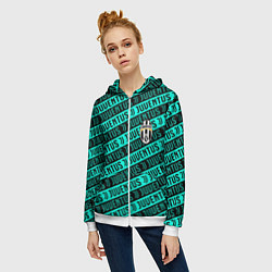 Толстовка на молнии женская Juventus pattern logo steel, цвет: 3D-белый — фото 2