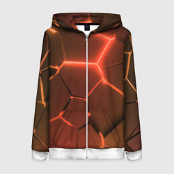 Женская толстовка на молнии Оранжевые неоновые плиты в разломе