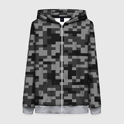 Женская толстовка на молнии Камуфляжные пиксели блэк