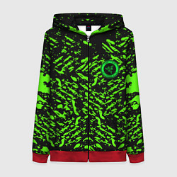 Толстовка на молнии женская Razer краски зелёные, цвет: 3D-красный